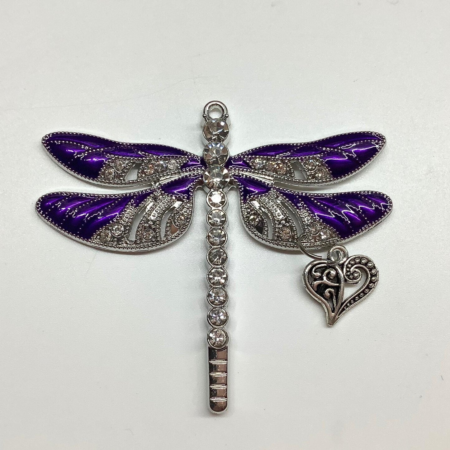 Purple Dragonfly and Heart Ornament