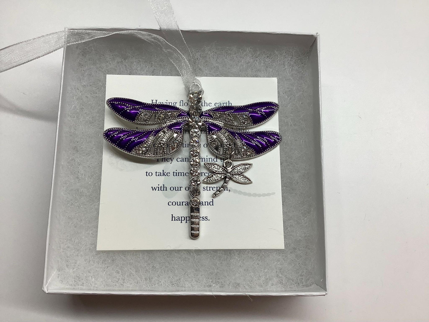 Purple Dragonfly and Baby Ornament - Rear View Mirror Accessory, Necklace, Keychain