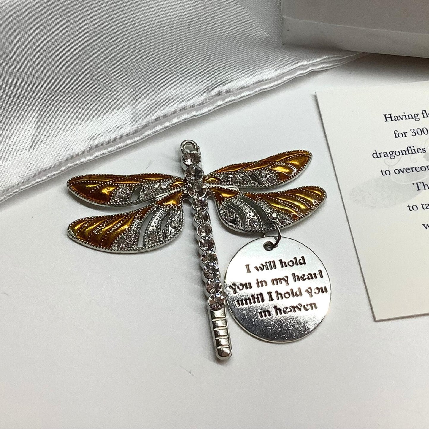 Copper Dragonfly Keepsake Memorial Ornament, I Will Hold You in My Heart