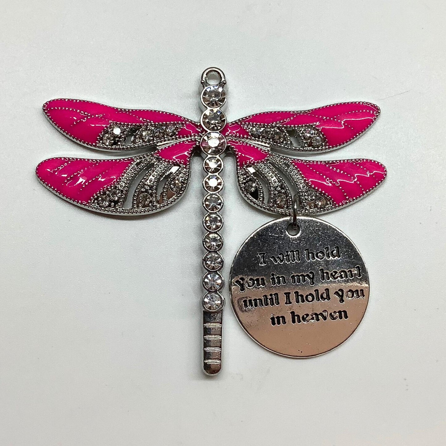 Pink Dragonfly Keepsake Memorial Ornament, I Will Hold You in My Heart