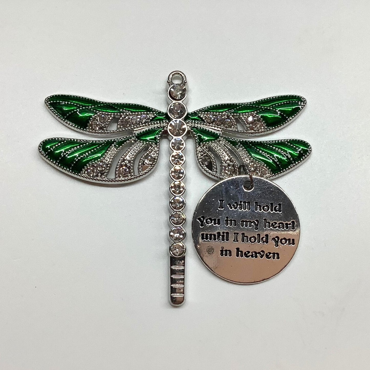 Green Dragonfly Keepsake Memorial Ornament, I Will Hold You in My Heart