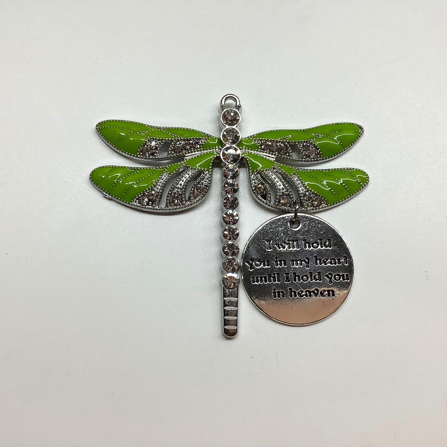 Lime Dragonfly Keepsake Memorial Ornament, I Will Hold You in My Heart