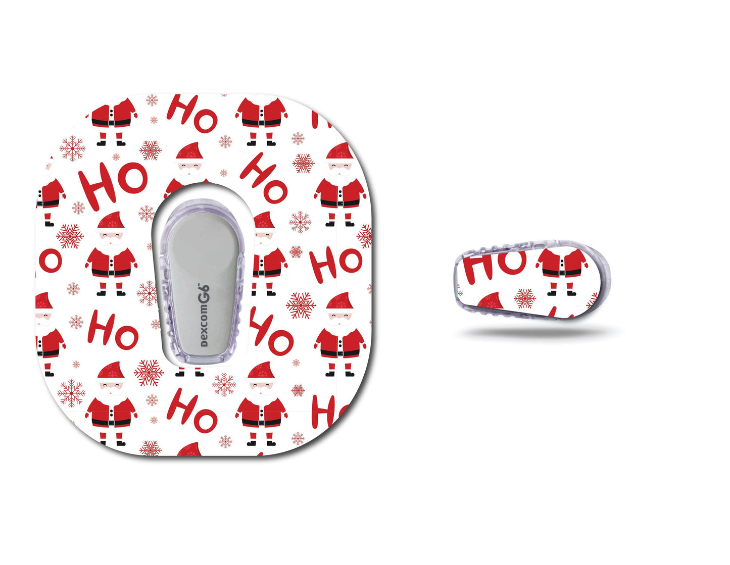 Ho Ho Ho Santa Claus Continuous Glucose Monitor (CGM) Decorative Over Patch and Sticker/Tattoo Set