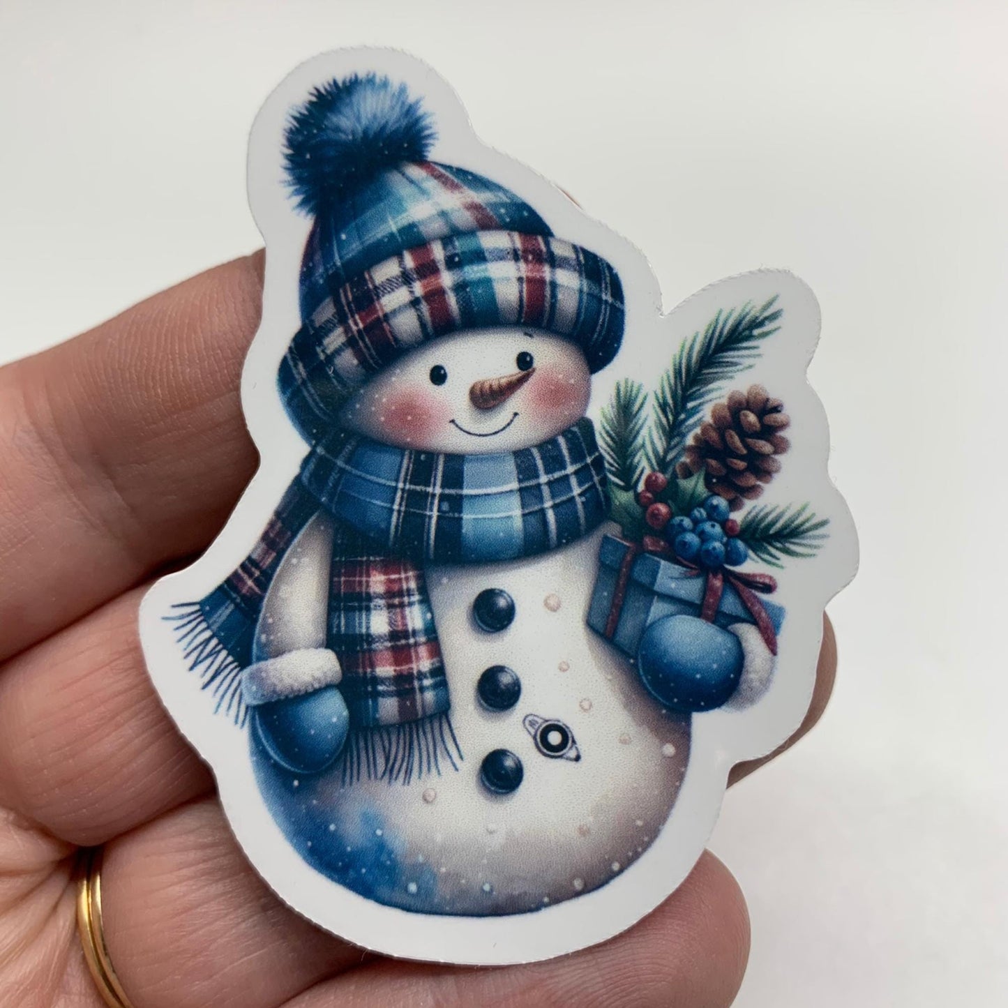 Snowman with Plaid Beanie and Scarf Winter Christmas G-Tube Sticker, Feeding Tube, GJ Tube, Tubie Life, Gastroparesis,