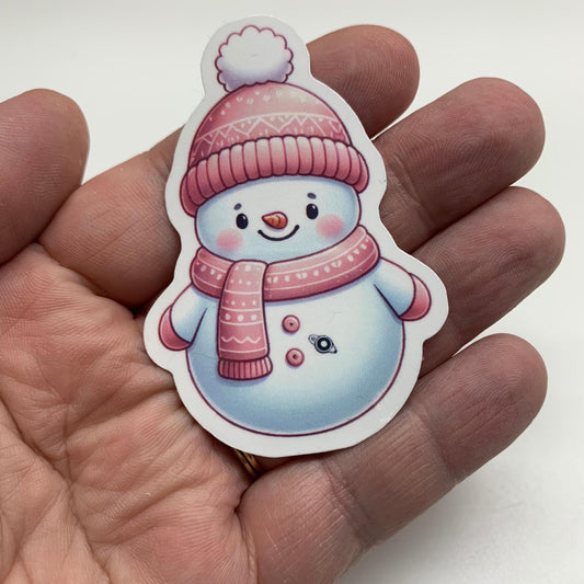 Pink Snowman with Knitted Beanie and Scarf Winter Christmas G-Tube Sticker, Feeding Tube, GJ Tube, Tubie Life, Gastroparesis,