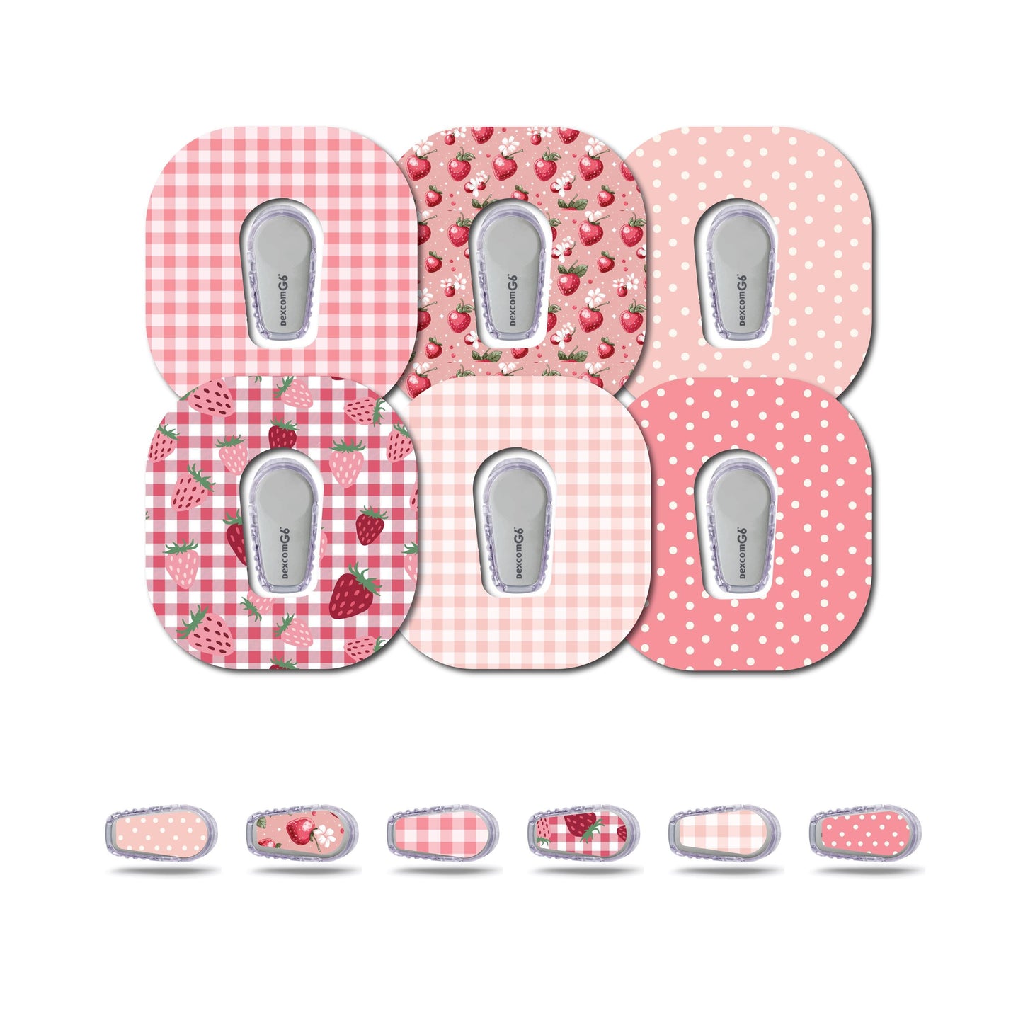 Strawberry Coquette Patch and Sticker Bundle Dexcom G6- Set of 6 Patch Sticker Overlay for CGM monitor