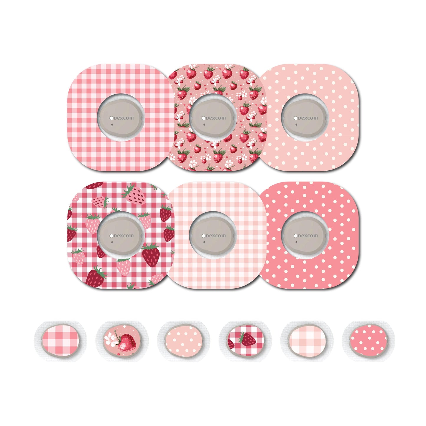 Strawberry Coquette Patches and Stickers Bundle Dexcom G7- Set of 6 Patch Sticker Overlay for CGM monitor