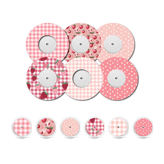 Strawberry Coquette Patches and Stickers Bundle Freestyle Libre 2- Set of 6 Patch Sticker Overlay for CGM monitor