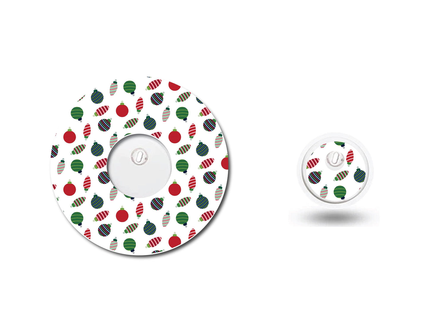 Red and Green Ornaments Set CGM patch for Freestyle LIbre, Dexcom, Omnipod Continuous Glucose Monitor patches and stickers