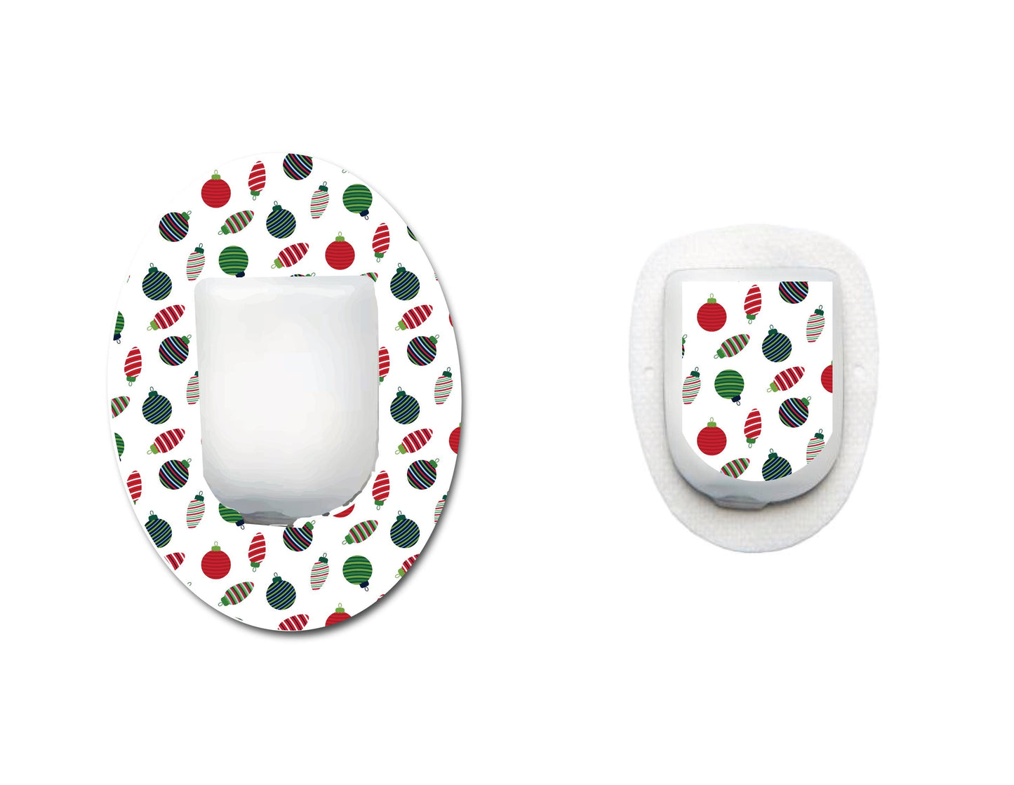 Red and Green Ornaments Set CGM patch for Freestyle LIbre, Dexcom, Omnipod Continuous Glucose Monitor patches and stickers