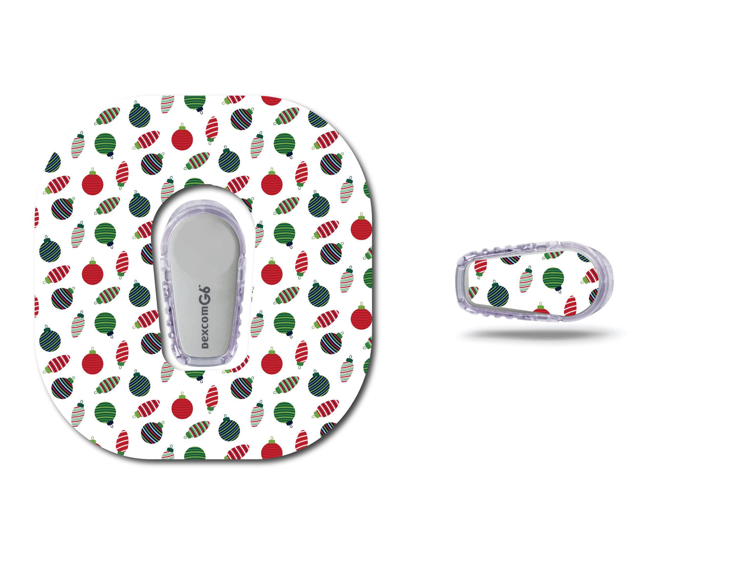 Red and Green Ornaments Set CGM patch for Freestyle LIbre, Dexcom, Omnipod Continuous Glucose Monitor patches and stickers