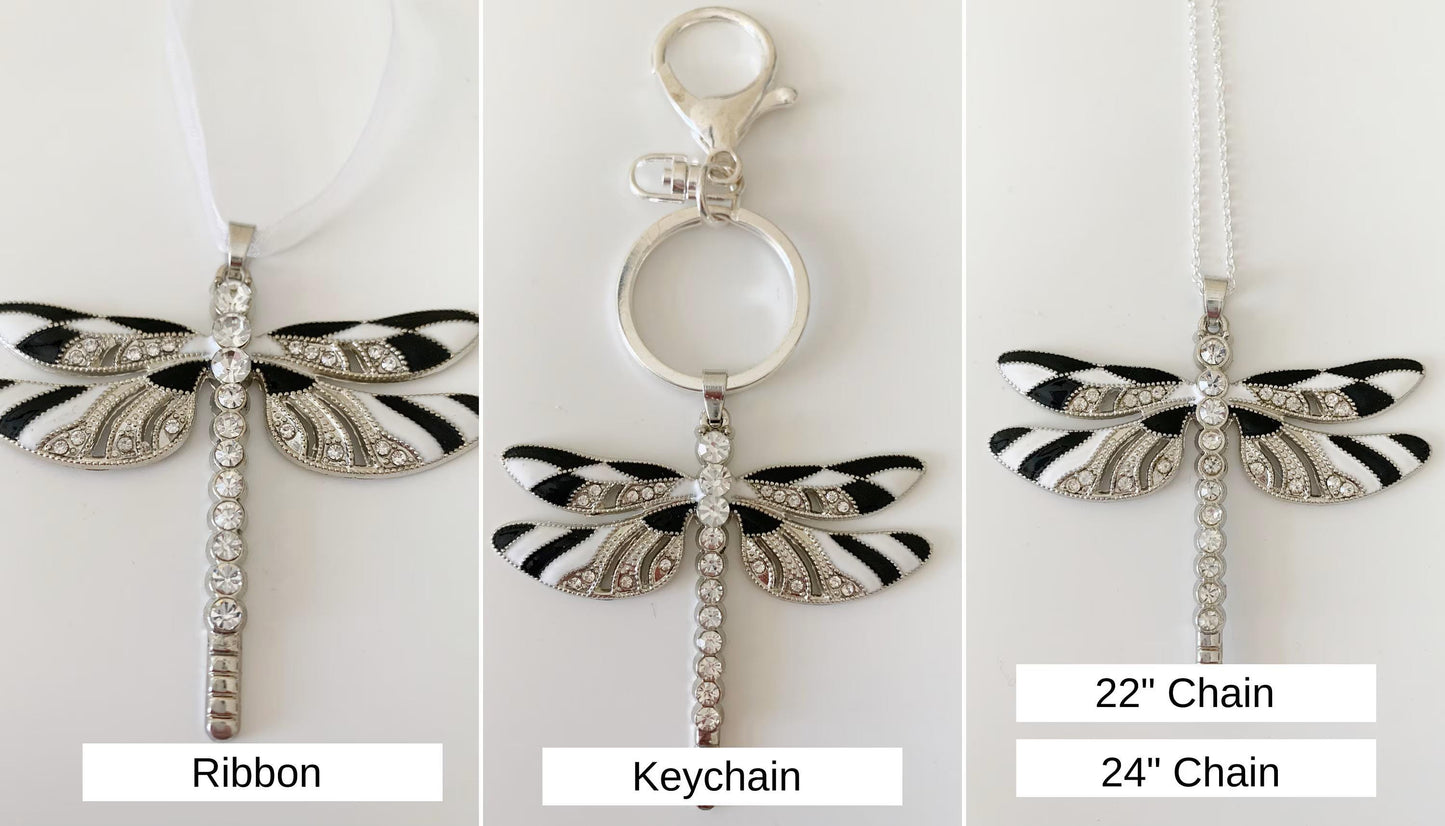 White Dragonfly Keepsake Memorial Ornament, I Will Hold You in My Heart Pendant, Necklace, Keychain, Gift,