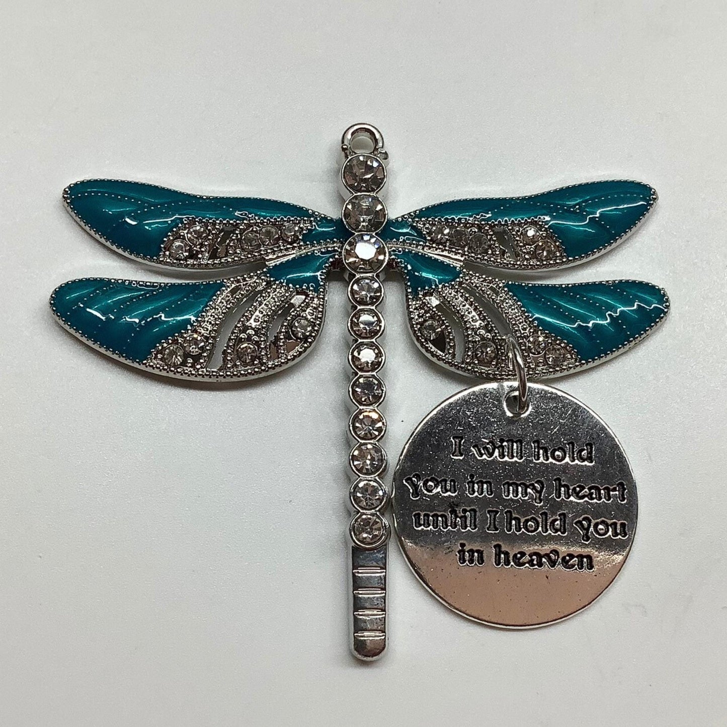 Teal Dragonfly Keepsake Memorial Ornament, I Will Hold You in My Heart