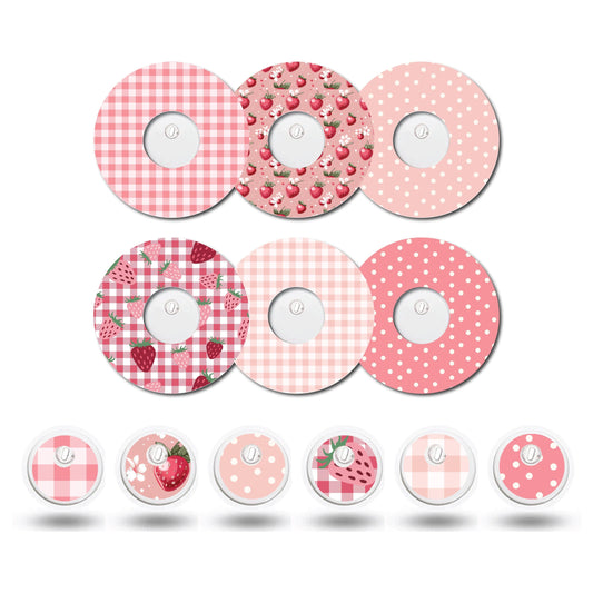 Strawberry Coquette Patches and Stickers Bundle Freestyle Libre 3- Set of 6 Patch Sticker Overlay for CGM monitor