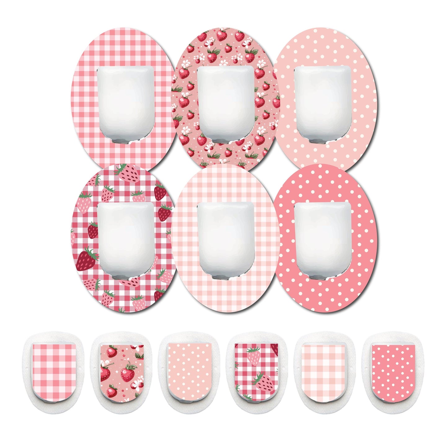 Strawberry Coquette Patches and Stickers Bundle Omnipod- Set of 6 Patch Sticker Overlay for CGM monitor