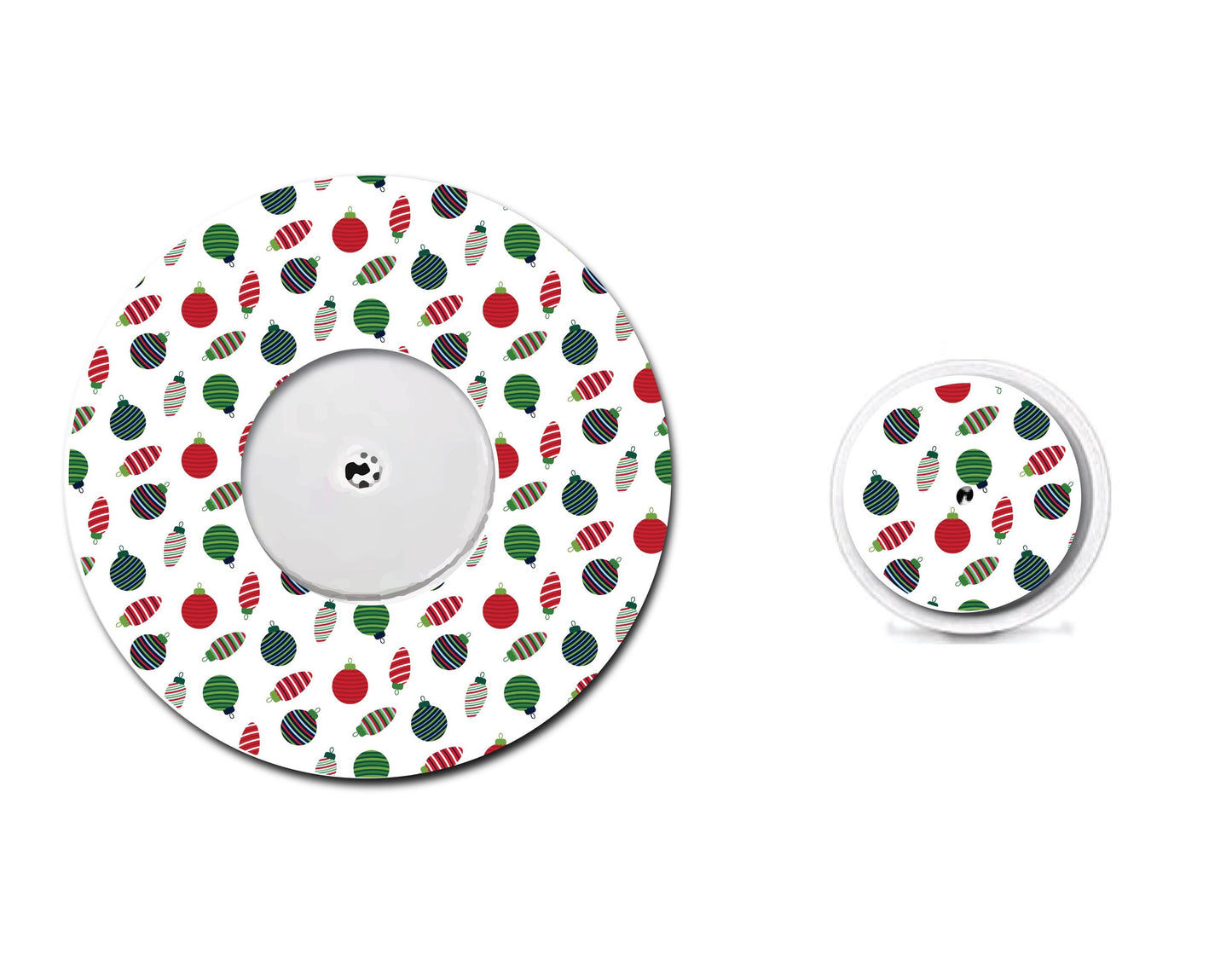 Red and Green Ornaments Set CGM patch for Freestyle LIbre, Dexcom, Omnipod Continuous Glucose Monitor patches and stickers