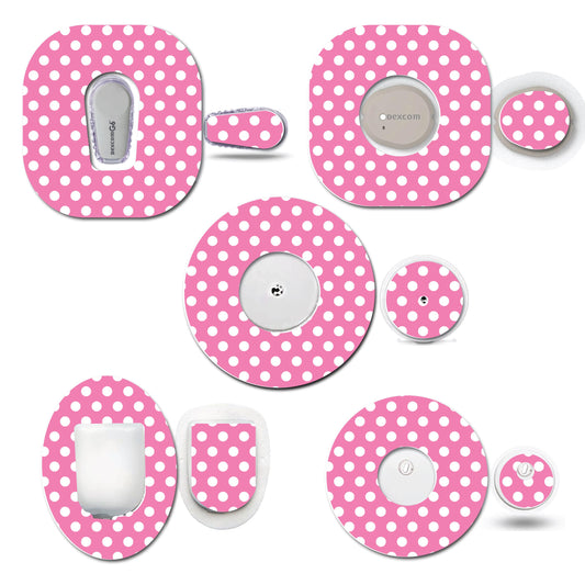 Pink Polka Dots Continuous Glucose Monitor (CGM) Decorative Set