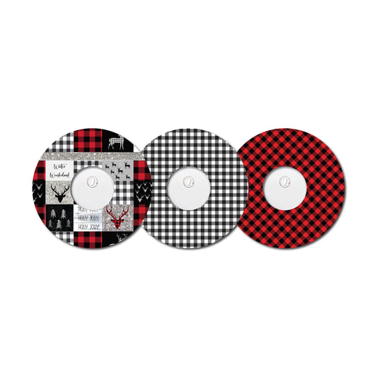 Buffalo Plaid Deer Collection Freestyle Libre 3 Set of 3 Patch Overlay for CGM monitor