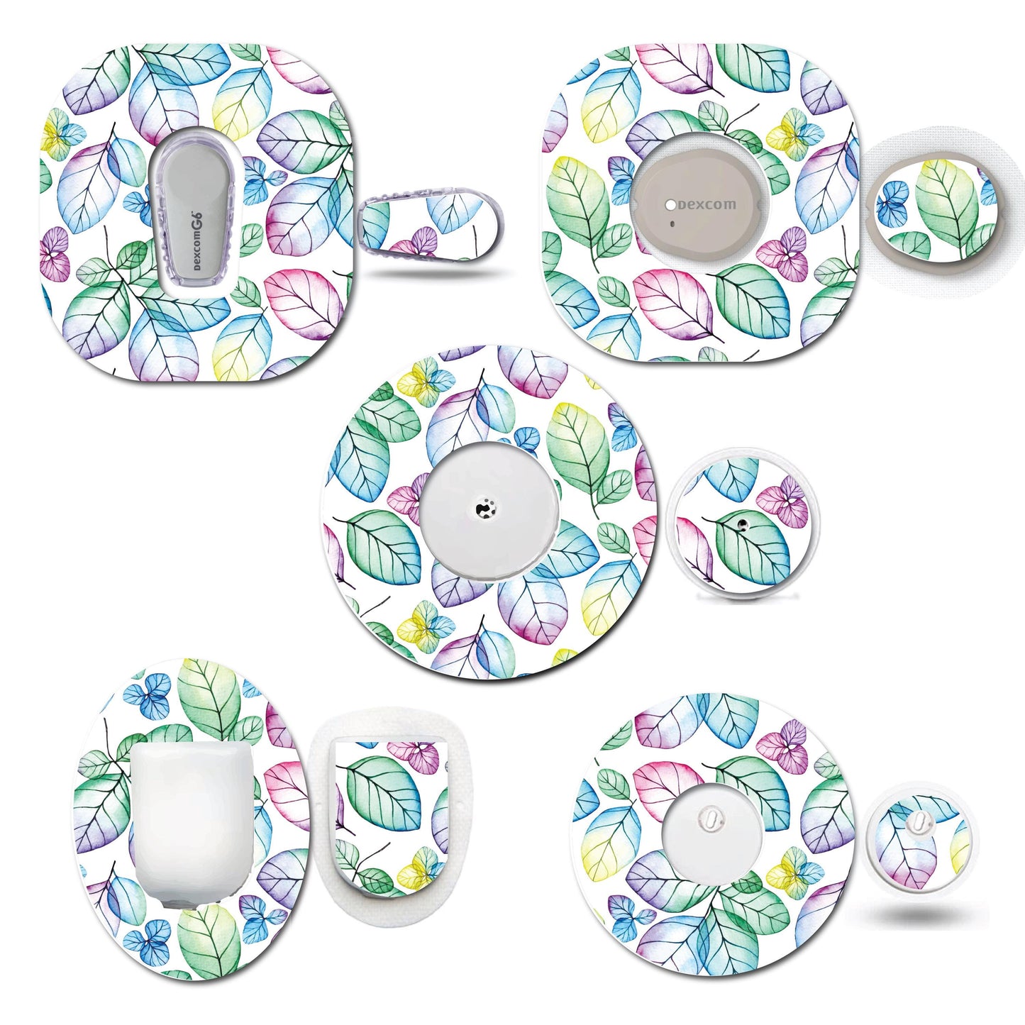 Hydrangea and Leaves Continuous Glucose Monitor (CGM) Decorative Set