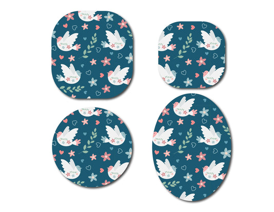 Birds and Folk Flowers Continuous Glucose Monitor (CGM) Decorative Over Patch (No Hole)