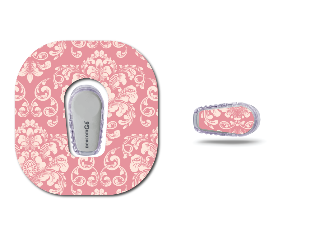 Pink Damask Continuous Glucose Monitor (CGM) Decorative Set