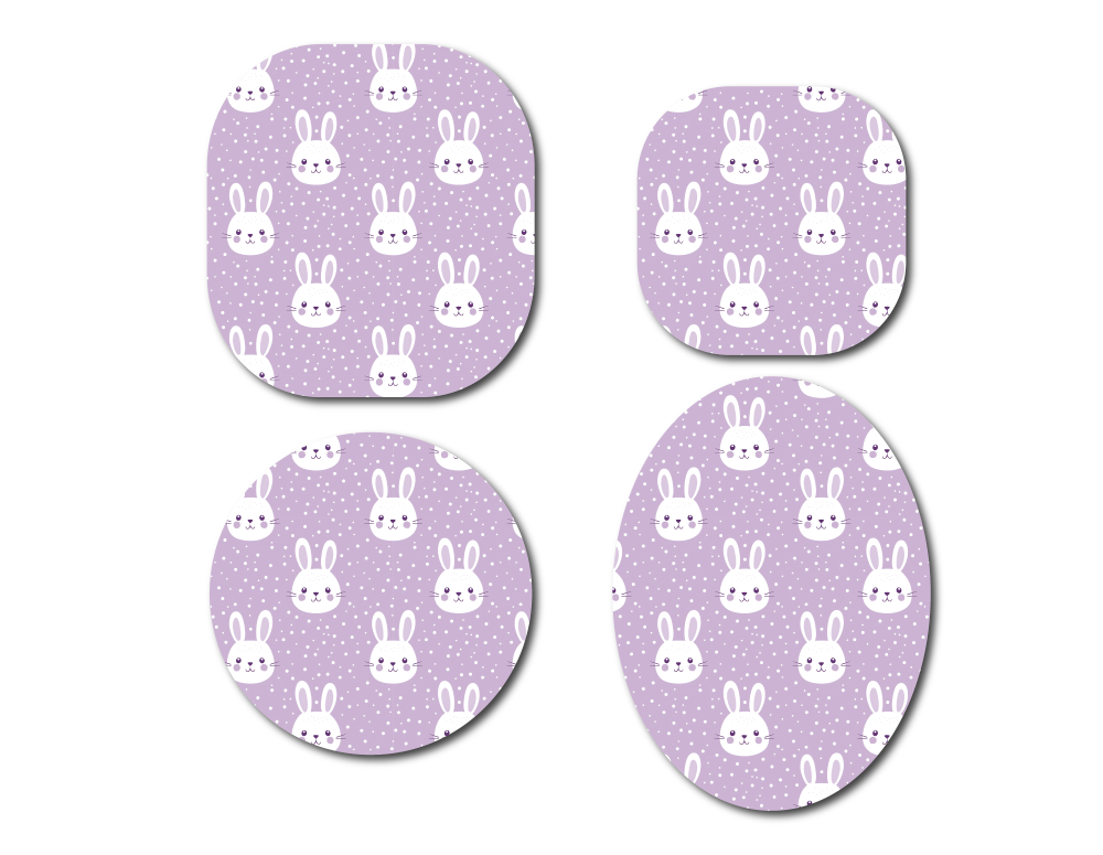 Purple Bunny Continuous Glucose Monitor (CGM) Decorative Over Patch (No Hole)